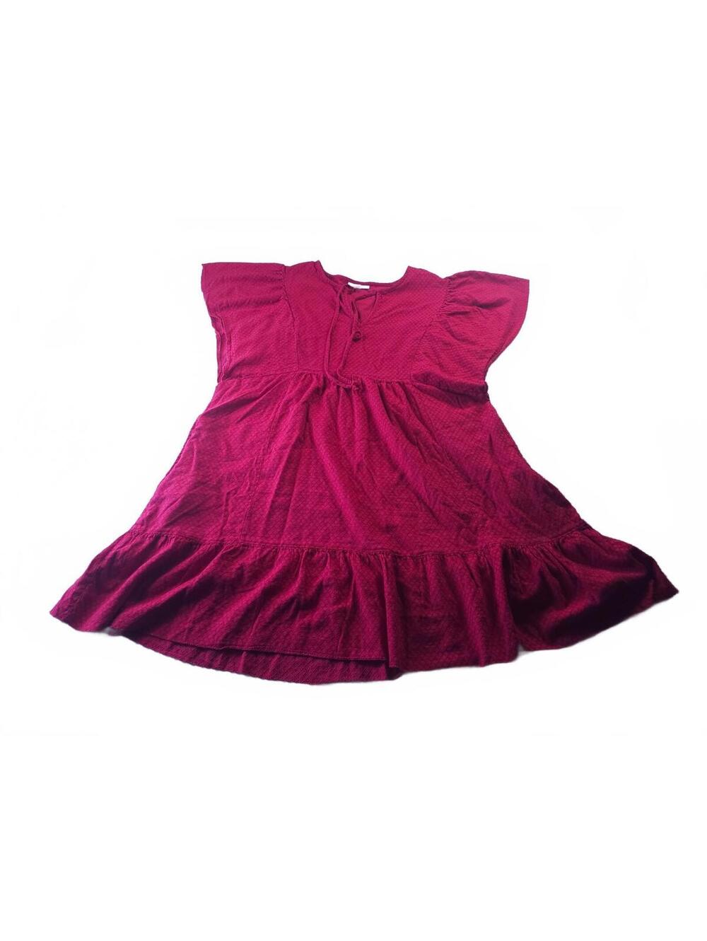 Knox Rose Burgundy Textured Butterfly Sleeve Boho Midi Dress Women's Size XL